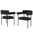 thumbnail image 2 of Boucle Upholstered Dining Chair Set of 4, Dining Room Furniture Armchair with Metal Legs, Black, 2 of 3