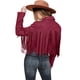 thumbnail image 1 of Chaqueta PRETTYGARDEN de gamuza sintética color vino con flecos XXL, 1 of 9