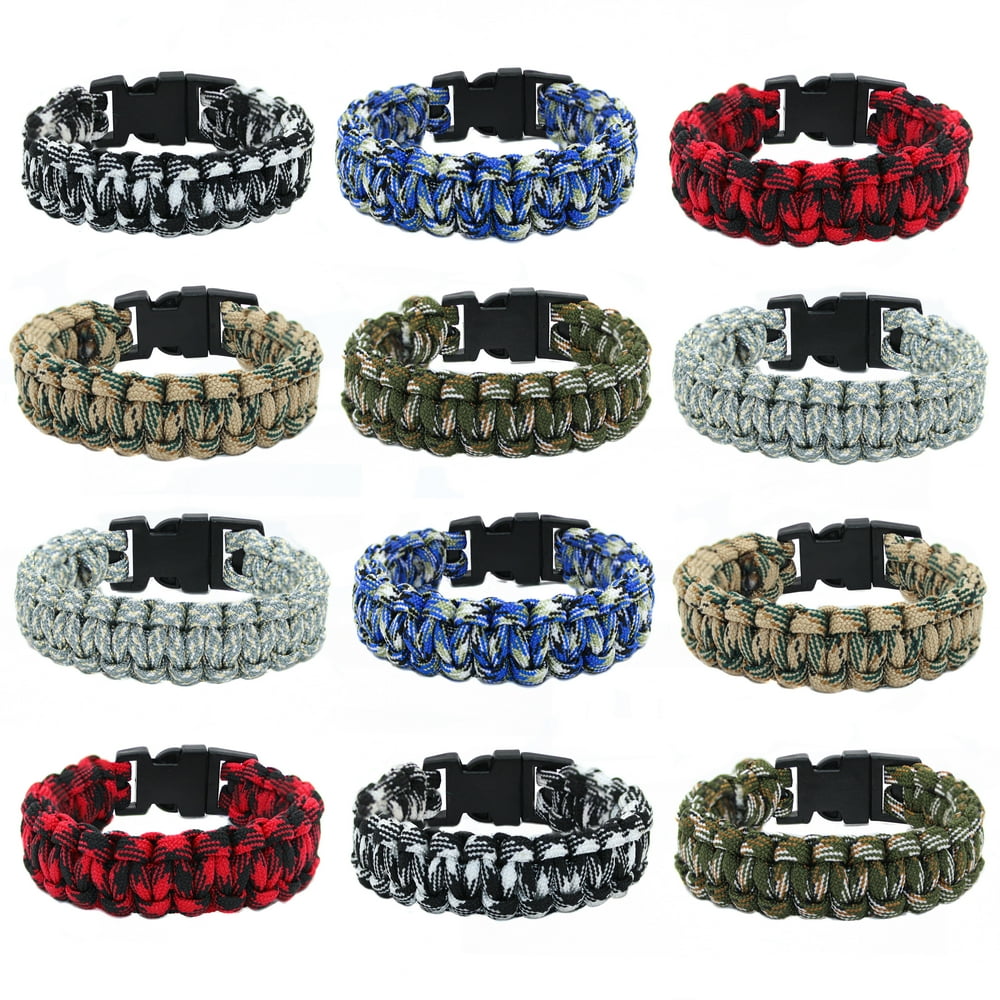 Frogsac Paracord Bracelets for Men, Boys, Kids 12 PCs Camo Survival Tactical Bracelet