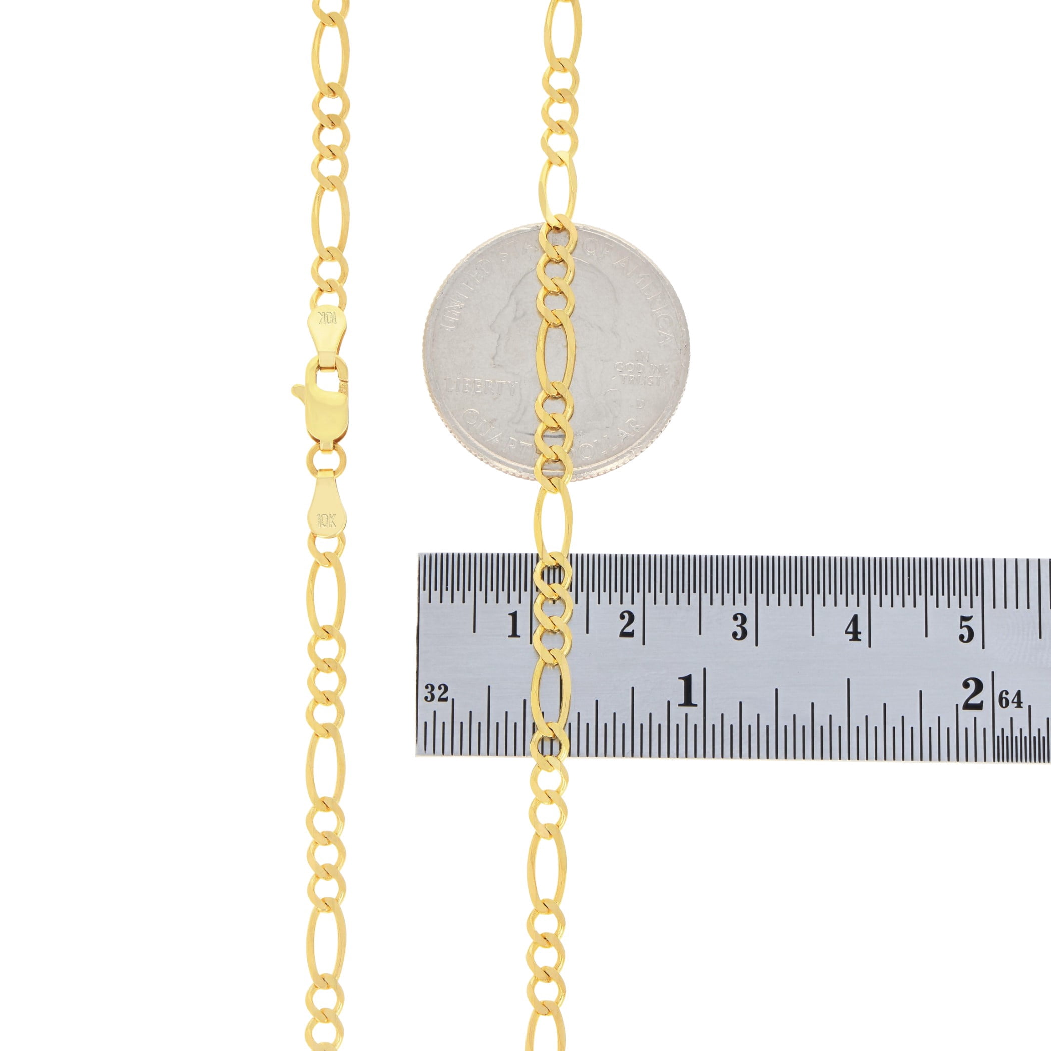 Nuragold 10k Real Yellow Gold Solid Figaro Link 3.5mm Chain Bracelet (7"-9") Italian Jewelry for Men & Women