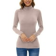 thumbnail image 2 of BKQCNKM Long Sleeve Shirts for Women Turtleneck Shirt Women White Long Sleeve Shirts for Women Black Long Sleeve Shirt for Woman Long Sleeve High Neck Solid Color Shirts for Women, Beige L, 2 of 5