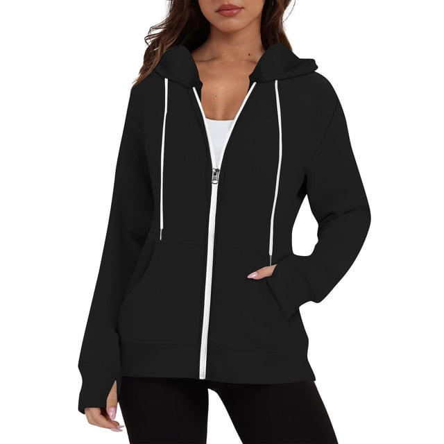 TINZ Robe Tricotée à Capuche Zippée avec Poche à Cordon, à Manches Longues, de Couleur Unie, pour Femme, Tenue Décontractée Femmes Asap Chandail à Capuchon Chandail à Fermeture Éclair pour Femmes