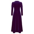 thumbnail image 4 of YONGHS Robe Princesse Médiévale Renaissance pour Filles Enfants Robe Romaine Ancienne Toga Manches Longues Velours Rétro Violet 14, 4 of 7