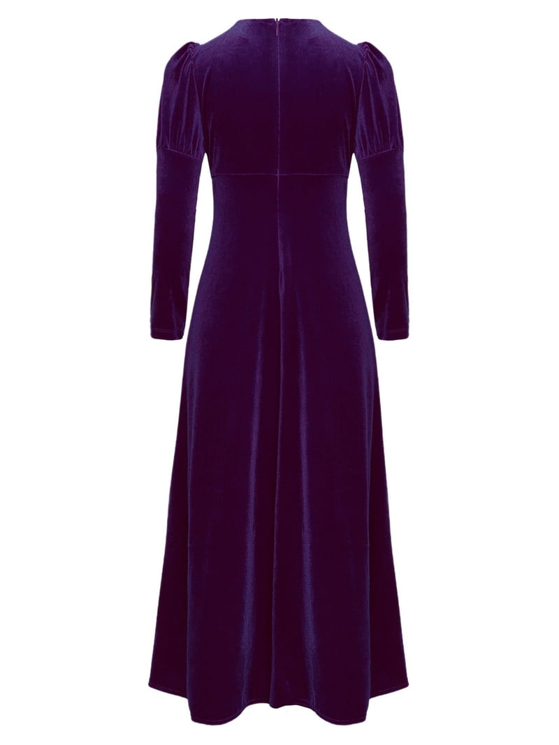 purple velvet goth dress Wannathis Gothic Velvet Corset Dress Set Purple High Low