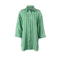 thumbnail image 6 of Zpzdpjkx Women's Striped Button Down Shirt Dress Loose 3/4 Sleeve Oversized Split Hem Casual Mini Dress, 6 of 9