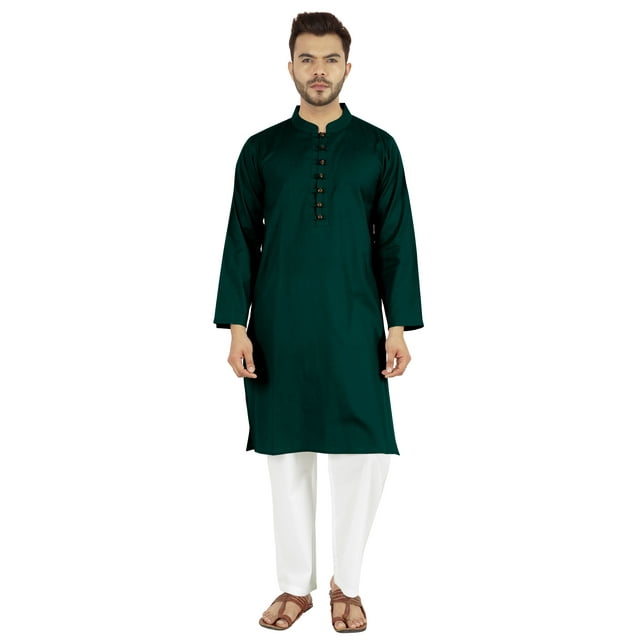 Atasi Ensemble Kurta Pyjama 2 Pcs pour Homme, Col Henley, Kurta Long Décontracté