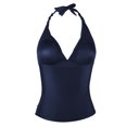thumbnail image 3 of Mycoco Women's Halter Swim Top V Neck Swimwear Front Shirred Tankini Top, 3 of 3