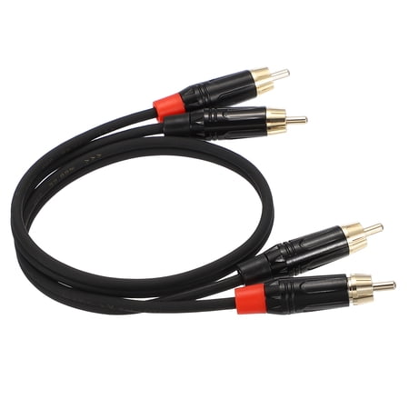 2RCA Male to 2RCA Male Audio Stereo Cable, 1.6 ft RCA Subwoofer Cable with Gold Plated Plugs for Home Theater, HDTV, Amplifiers, Speakers, Black Cable Black Shell