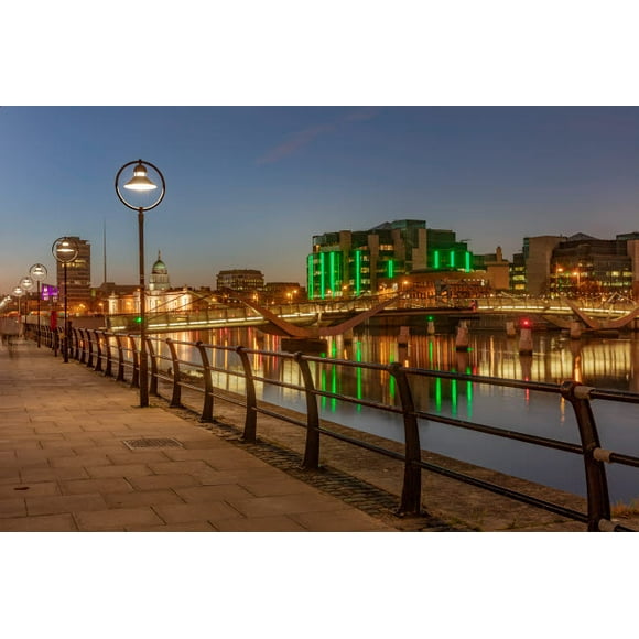 The Custom house over the River Liffey at dusk in downtown Dublin, Ireland Poster Print by Chuck Haney (24 x 18) # EU15CHA0095