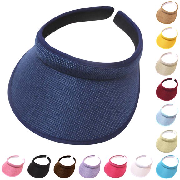 XIAOCHA Woven‑Textured Visor Hat for Womens Solid Build for Beach Outing Visorheadgears,Navy