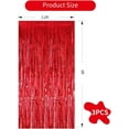 thumbnail image 3 of 3 Pcs Red Metallic Foil Curtains, 3.28ft x 6.56ft Laser Glitter Fringe Rain Curtain Shine Photo Booth Backdrop Tinsel Curtain Streamer for Wedding Christmas New YearBaby Shower Celebration Party, 3 of 6