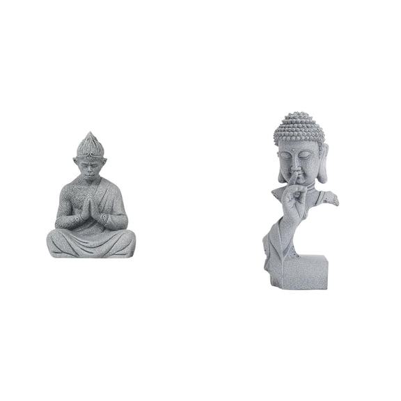 2 Statues Monkey Figurine Buddha Sculpture Meditation Resin Texture for Studio Patio Holiday Gift Indoor Outdoor Decor
