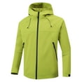 thumbnail image 1 of Fengqque Veste Coquille Souple Homme Doublée Polaire Imperméable Légère Randonnée Extérieure à Capuche Veste d'Hiver Verte 10(TG), 1 of 4