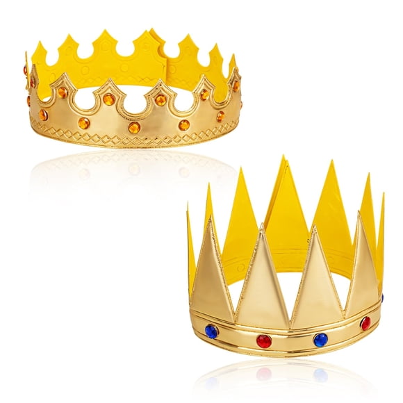 Set de coronas Aysatogc Birthday King Crown Prince Golden, 2 unidades