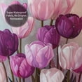 thumbnail image 5 of Shower Curtain, Purple And Pink Tulip Bouquet Waterproof Fabric Plastic Shower Curtain, Drying Fast Bathroom Curtain with 9 Buttonholes, Ruffle Shower Curtain 60x72in, 5 of 8
