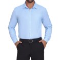 thumbnail image 1 of Camisas de vestir de rayas INSPIRE CHIC para hombres, de manga larga, con botones, en azul y blanco, 1 of 5
