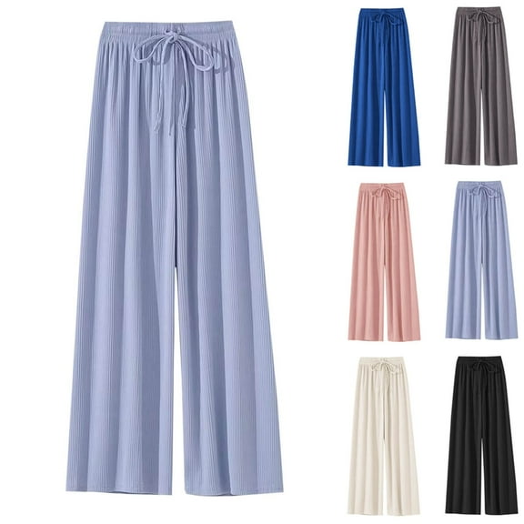 Miluxas Palazzo Pants for Girl Wide Leg Drawsting Elastic High Waisted Comfy Casual Flowy Pants Pink 15 Years
