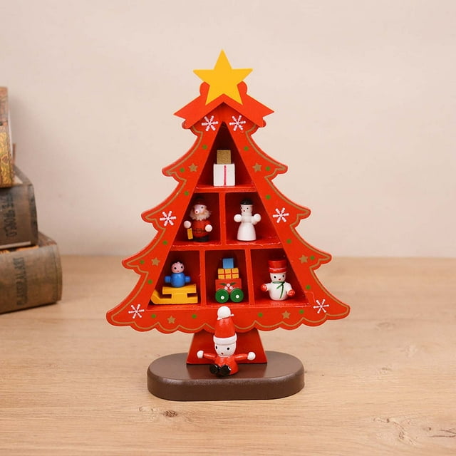 DIY Wooden Christmas Tree Desktop Ornament for Kids Holiday Craft Project Festive Home and Window Display Decoration