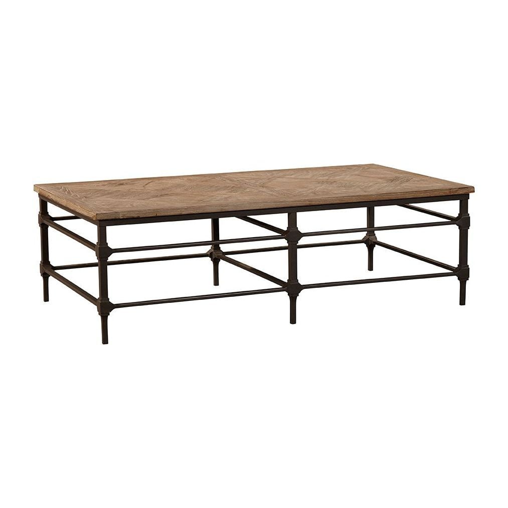 Manchester Vintage 57-inch Rectangular Iron & Elm Cocktail Table