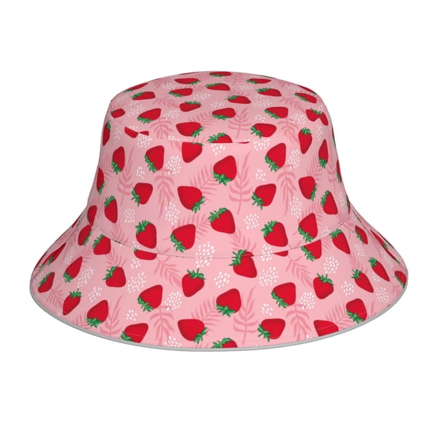 Fotbe Strawberry Sombrero Tipo Pescador con Estampado – Sombrero de Sol de Algodón de Moda para Playa, Golf, Pesca