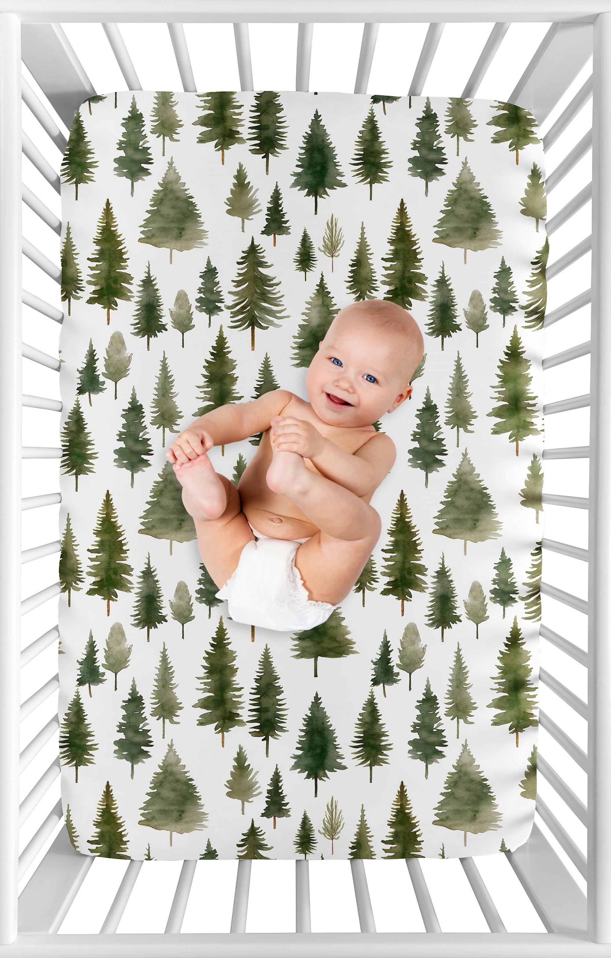 Sweet Jojo Designs Woodland Pine Tree Boy or Girl Gender Neutral Unisex Mini Fitted Crib Sheet