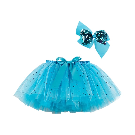 Odeerbi Girls Skirts Baby Girl Clothes Toddler Cute Party Dance outfits Splice Rainbow Net Yarn Sequins Tulle Skirt Bow Hairpin Suit