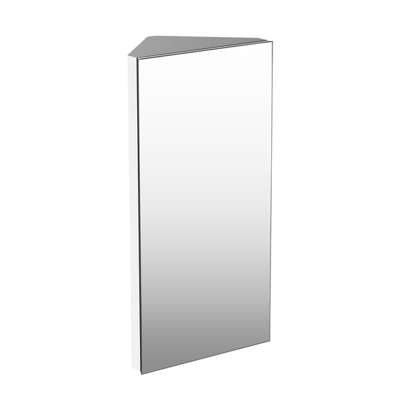 Silver Stainless Steel Corner Bathroom Mirror Cabinet - Wall Mounted Storage with 3 Shelves - 11.8" x 7.3" x 23.5" - Ideal for Small Bathrooms