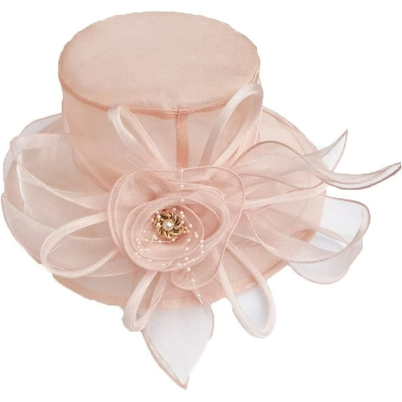 Womens Organza Kentucky Hats Derby Church Hat Fascinator Bridal Tea Party Wedding Hat Ladies Casual Wide Brim Beach Sun Hats