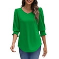 thumbnail image 3 of UVN Summer Blouses for Women 3/4 Sleeve Shirts Ladies Casual Crew Neck Womens Tunic Tops, 3 of 11