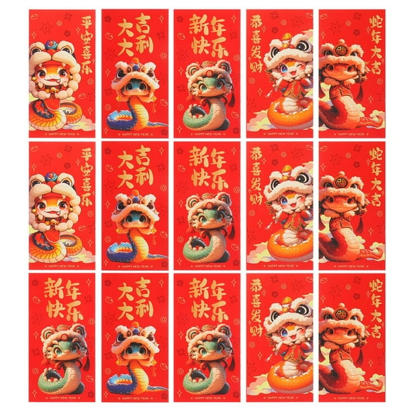 Bamboohart 20Pcs 2025 Year of the Snake Red Envelopes Chinese Festive Lunar New Year Hongbao Cute Cartoon Lucky Money Packets for Wedding Birthday