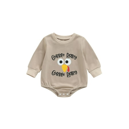 

Sunisery Toddler Baby Boys Thanksgiving Day Romper Long Sleeve O Neck Letter Turkey Print Playsuit Jumpsuit Apricot 18-24 Months