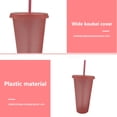 thumbnail image 5 of Advancent Vaso para beber con tapa y pajita Botella reutilizable de plástico PP PP para batido de jugo de café de bebida fría Mostrada Rosa claro 710ml Advancent HA007952-05, 5 of 5