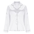 thumbnail image 6 of Womens Satin Pajamas Shirt Silk Long Sleeve Sleepwear Tops Button Down Loungewear Soft Lightweight Pjs Nightwear, 6 of 7
