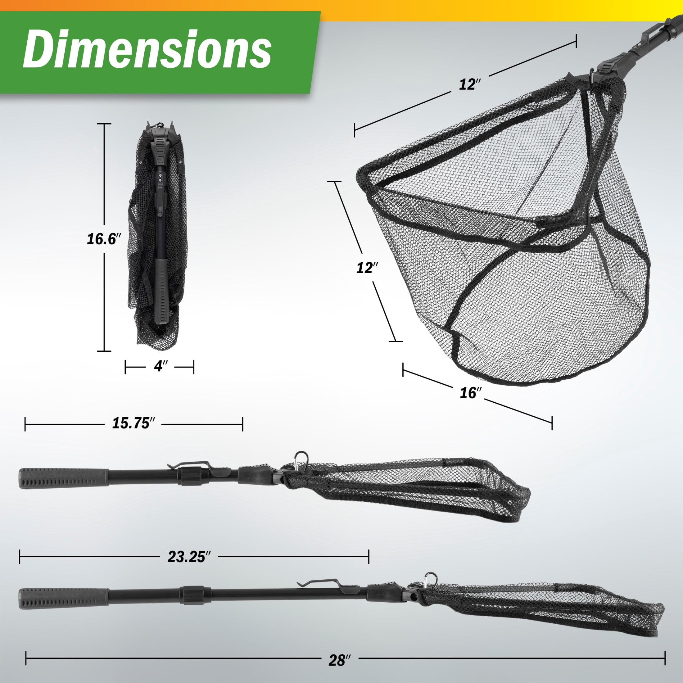 Wakeman Outdoors Collapsible Fishing Net with Telescopic Handle and Foldable Head