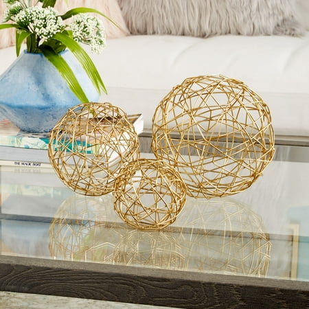 CosmoLiving Contemporary Gold Metal Geometric Sphere ...