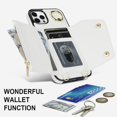 thumbnail image 4 of for iPhone 12 Pro Max Case Wallet with Strap for Women,Crossbody Lanyard and Wristlet Strap,Zipper Pocket,Credit Card Holder,Ring Stand,RFID Blocking Phone Wallet Case(6.7 inch,White), 4 of 18
