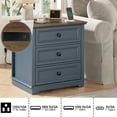 thumbnail image 4 of PLAMLE End Table for Living Room with 3 Drawers Storage Retro End Table Table with Charging Station Wooden Nightstand side End Table for Bedroom, 4 of 7