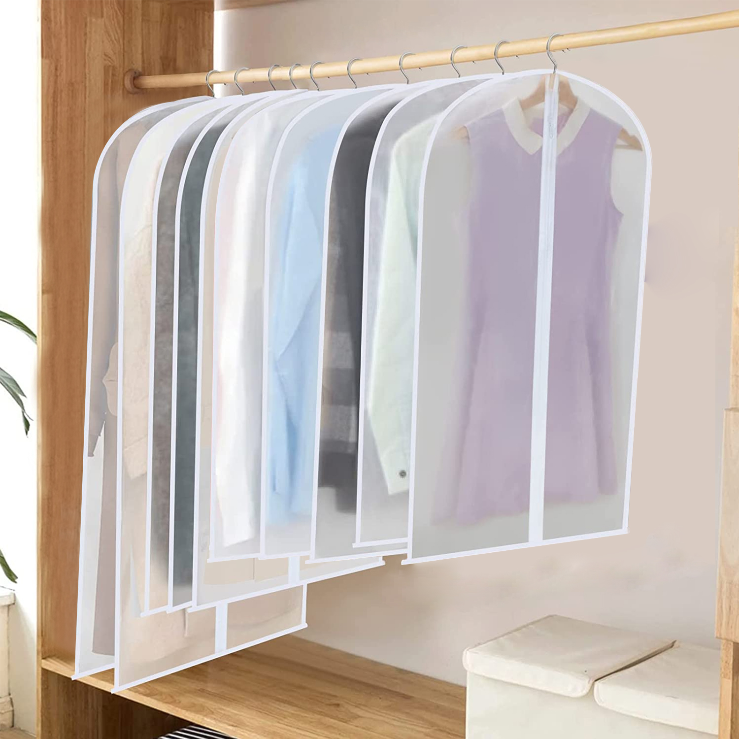 Freaki 10 Pcs Garment Bags for Hanging Clothes, Zipper Suit Bag Dust