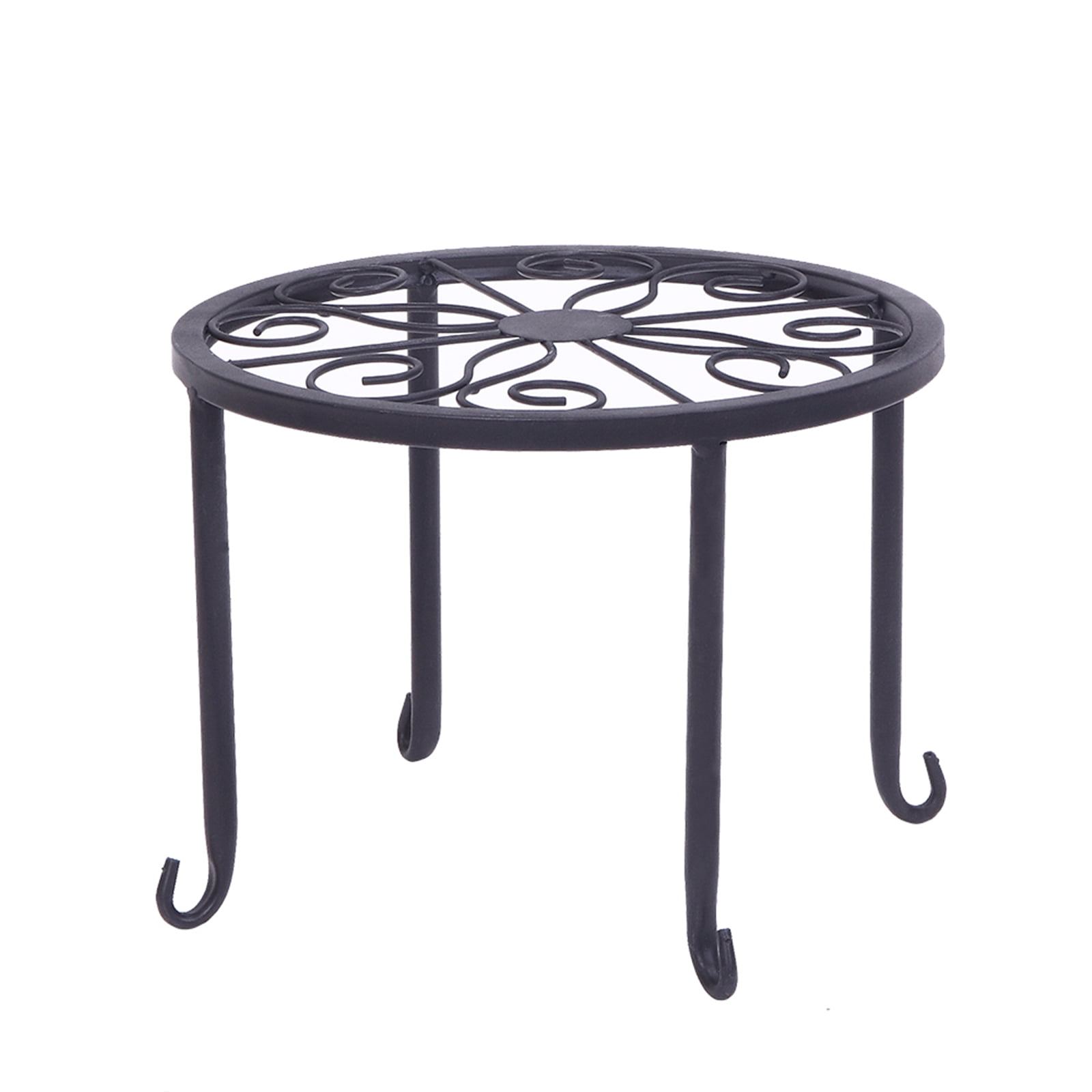 4 Plant Shelves with 4-1 Round Pattern in Black Baking Paint