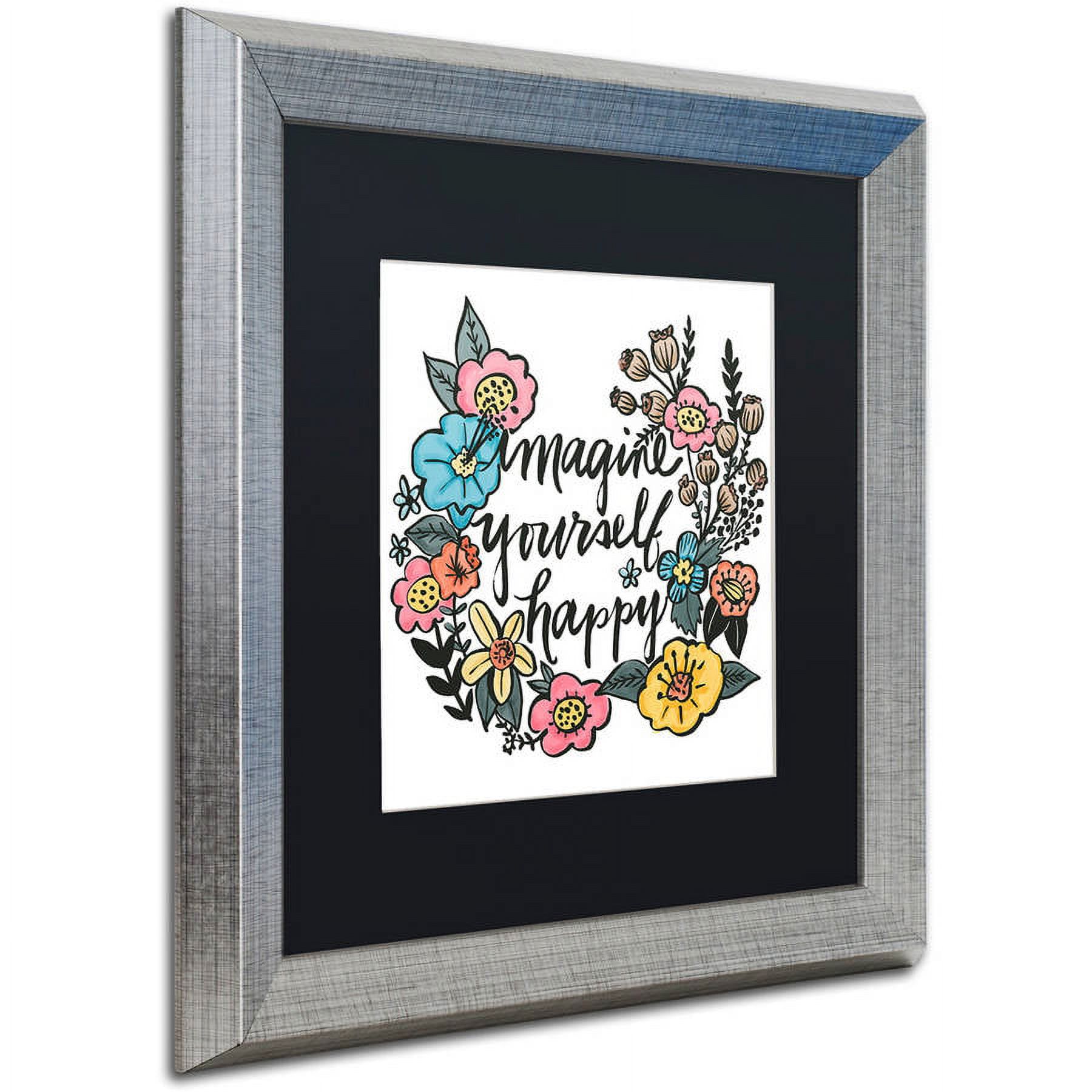 Trademark Fine Art "Imagine Yourself Happy Color" Canvas Art by Elizabeth Caldwell, Black Matte, Silver Frame