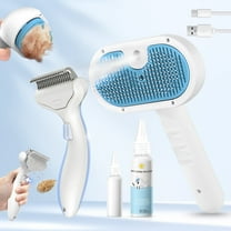 Pet Steam Brush for Dog & Cat - 3-in-1 Steam Grooming Slicker Brush & Undercoat Rake for Shedding - Self Cleaning Spray Comb with Mist for Long & Short Haired Pets - Includes Waterless Shampoo, Blue
