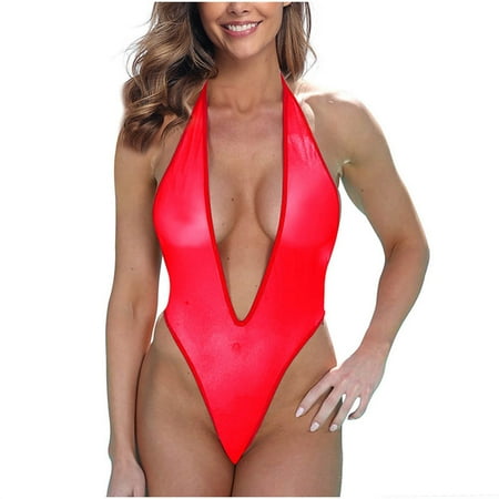 ZVNAH Shapewear Lingerie for Women  Deep V Neck Teddy Mini Babydoll  Open Back One Piece Bodysuit  Sexy Body Suits Plus Size Thong  Gifts for Women  Sizes S-2XL