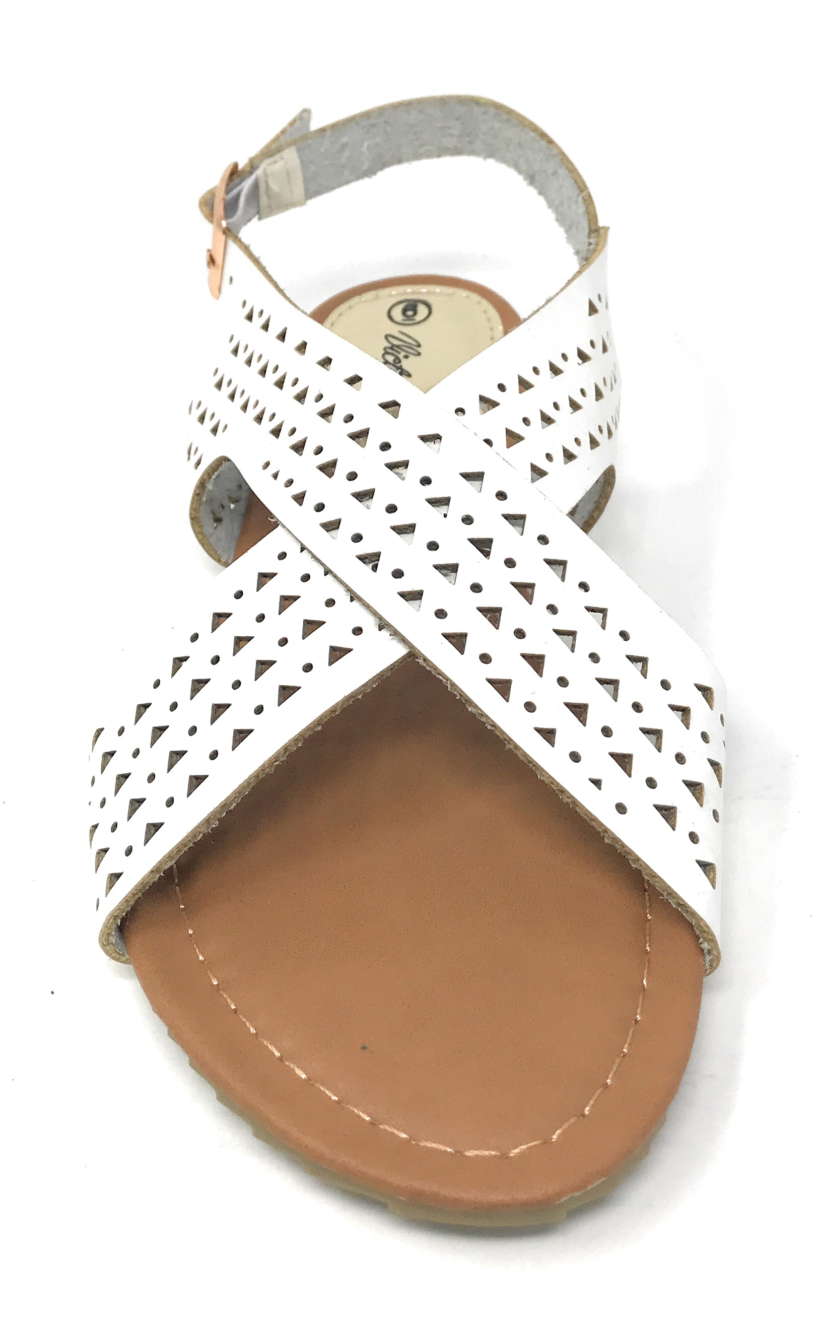 Victoria K Women's Perforated CrissCross Straps With Side Buckle Sandals