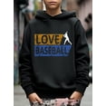 thumbnail image 3 of Kid Boys Hoodies LOVE BASEBALL Letter Print Long Sleeve Pullver Sweatshirt Casual Tops, 3 of 9