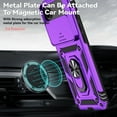 thumbnail image 4 of ELEHOLD Rugged Case for iPhone 17 Air Heavy Duty Case with Slide Camera Lens Cover 360° Rotation Ring Holder Kickstand Magnetic Shockproof Protective Case for iPhone 17 Air,Purple, 4 of 10