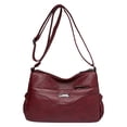 thumbnail image 1 of Bmisegm Women Shoulder Bag Fashionable New Pattern Retro Solid Color Large Capacity Zipper Versatile Messenger Bag Mens Purses or Shoulder Bags Red One Size, 1 of 6