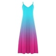 thumbnail image 5 of Blczomt Womens Dresses Casual Maxi Summer A Line Gradient Spaghetti Strap V Neck Pink Women's Clothing, 5 of 5