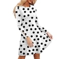 thumbnail image 6 of Women's Fashion Casual Dress with Pockets Decorative Buttons Polka Dot Prints Round Neck Long Sleeves for Spring and Autumn Outings,Wine,S, 6 of 6