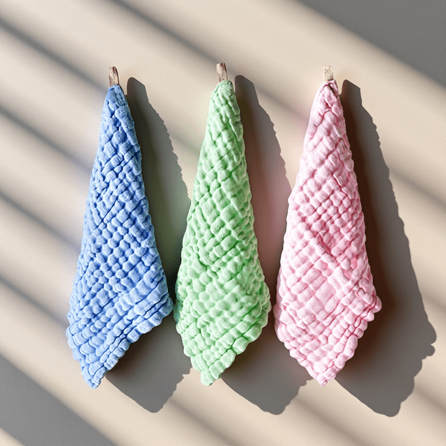 FUTUREORYY Kids Towels 3Pcs Cotton Yarn Green for Face Washing and Daily Use