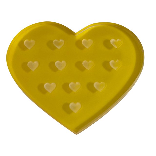 Soporte para pegamento de pestañas con 12 agujeros, placa de mano lavable para extensión de pestañas Corazón amarillo